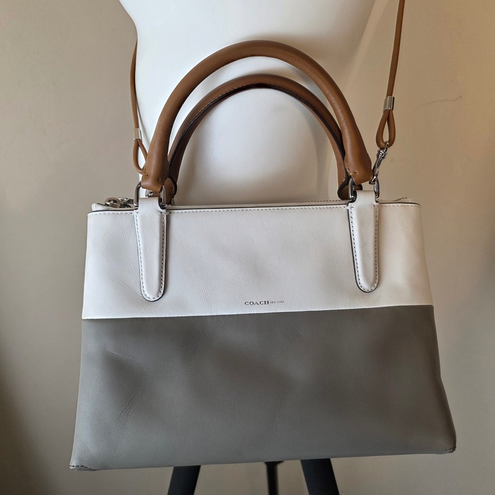 Coach Mini Borough Bag Retro Colorblock Leather White / Warm Grey 32503